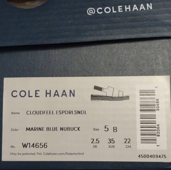 👣Cole Haan Marine Blue Nubuck Cloudfeel Espadrilles - Picture 14 of 15